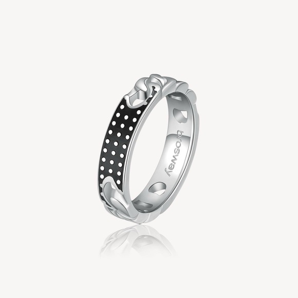 Other - Brosway Bullet Silver and Black Polka Dot Ring size 10